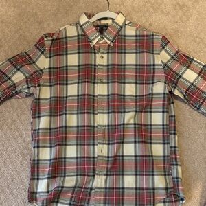 J. Crew Men's Casual Plaid Shirt - Red, Blue, Cream